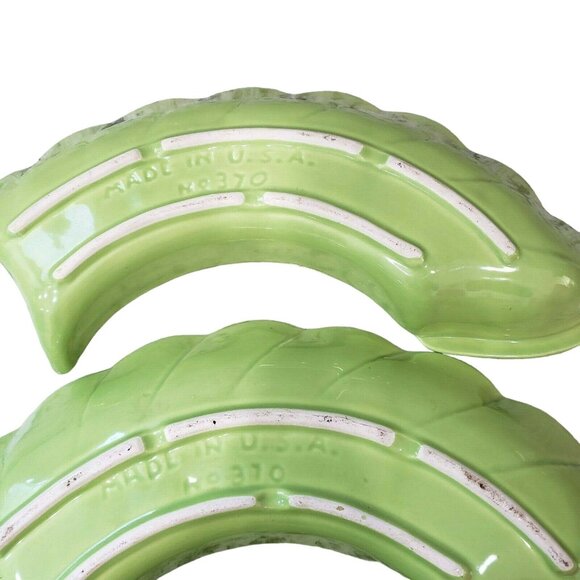 MCM Sylvan Ceramics Green Relish Tray Dip Divided 3 Piece Set USA No 370 Vintage - Picture 6 of 6